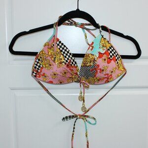 Luli Fama Miami Molded Push Up Bandeau Halter Top In Party Princess Size Small